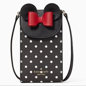 KATE SPADE DISNEY MINNIE MOUSE NORTH SOUTH FLAP PHONE CROSSBODY polka dot